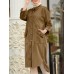 <b>Notice</b>: Undefined variable: alt_image in <b>/www/wwwroot/www.clothlars.com/vqmod/vqcache/vq2-catalog_view_theme_fastor_template_product_product.tpl</b> on line <b>162</b>Women Corduroy Solid Moslem Style Collared Raglan Button Front High Low Dress