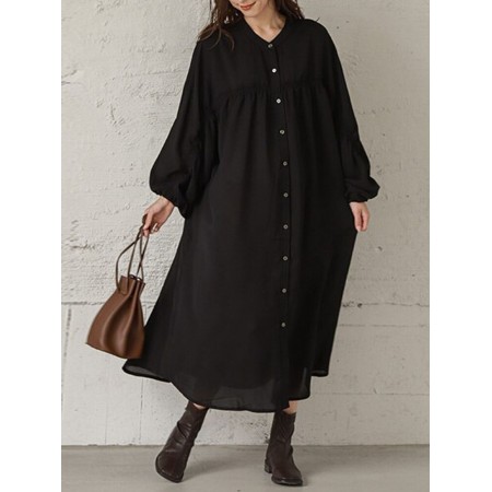 <b>Notice</b>: Undefined variable: alt_image in <b>/www/wwwroot/www.clothlars.com/vqmod/vqcache/vq2-catalog_view_theme_fastor_template_product_product.tpl</b> on line <b>133</b>Women Loose Shirt Buttons Solid V-Neck Calf Length Midi Dresses
