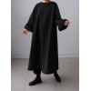 Women Loose Thick Sweatshirt Solid Calf Length Casual Midi Dresses