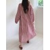 Women Plaid  Puff Long Sleeve Casual V-Neck Midi Dress