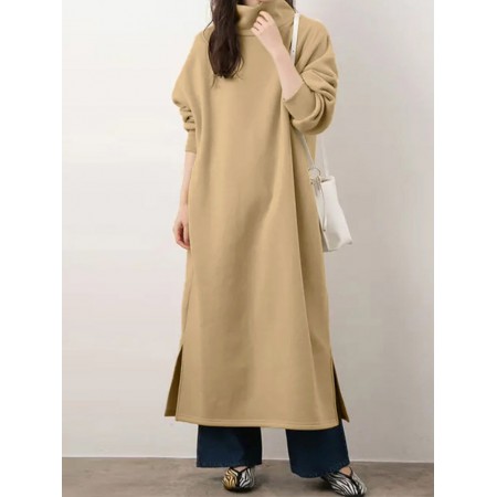 <b>Notice</b>: Undefined variable: alt_image in <b>/www/wwwroot/www.clothlars.com/vqmod/vqcache/vq2-catalog_view_theme_fastor_template_product_product.tpl</b> on line <b>133</b>Women Sweatshirt Turtleneck Thick Side Pockets Side Fork Casual Midi Dresses