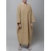 Women Thick Warm Loose Sweatshirt O-Neck Calf Length Midi Dresses