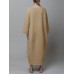 Women Thick Warm Loose Sweatshirt O-Neck Calf Length Midi Dresses