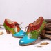 Retro Splicing Embossed Leaves Genuine Leather Zipper Pumps