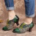 <b>Notice</b>: Undefined variable: alt_image in <b>/www/wwwroot/www.clothlars.com/vqmod/vqcache/vq2-catalog_view_theme_fastor_template_product_product.tpl</b> on line <b>162</b>Vintage Leather Floral Plaid Splicing Lace-up Green Chunky Heel Pumps