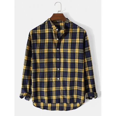 <b>Notice</b>: Undefined variable: alt_image in <b>/www/wwwroot/www.clothlars.com/vqmod/vqcache/vq2-catalog_view_theme_fastor_template_product_product.tpl</b> on line <b>133</b>Mens Plaid Stand Collar High Low Cotton Long Sleeve Henley Shirts