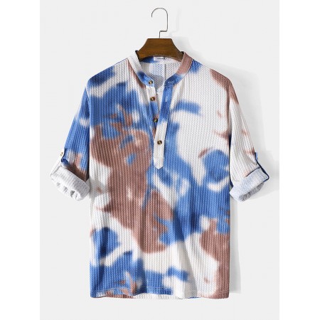 <b>Notice</b>: Undefined variable: alt_image in <b>/www/wwwroot/www.clothlars.com/vqmod/vqcache/vq2-catalog_view_theme_fastor_template_product_product.tpl</b> on line <b>133</b>Mens Tie-Dye Waffle Designer Long Sleeve Casual Henley Shirt