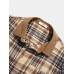 Mens Vintage Plaid Casual Fit Cotton Long Sleeve Henley Shirts With Pocket